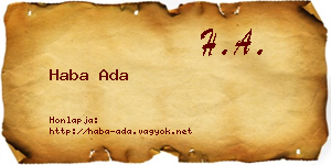 Haba Ada névjegykártya